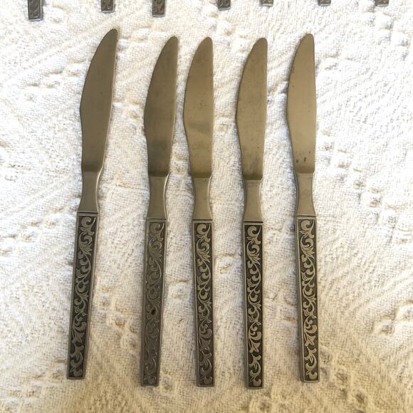 Vintage MCM United Silver Co Stainless Flatware Monterey Silver Japan 29 Pieces - Picture 3 of 16